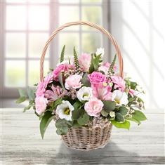 Pink &amp; Cream Basket Arrangement